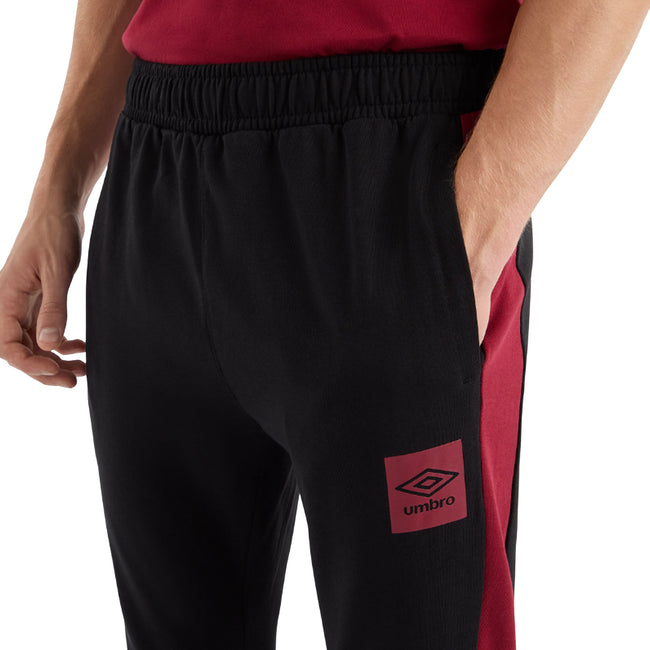 Black-Tibetan Red - Lifestyle - Umbro Mens Terrace Jogging Bottoms