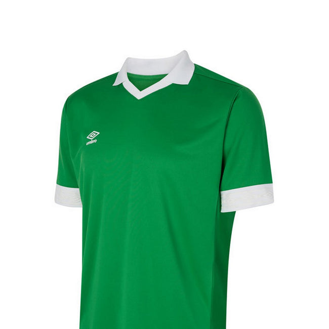 Emerald-White - Side - Umbro Childrens-Kids Tempest Short-Sleeved Jersey