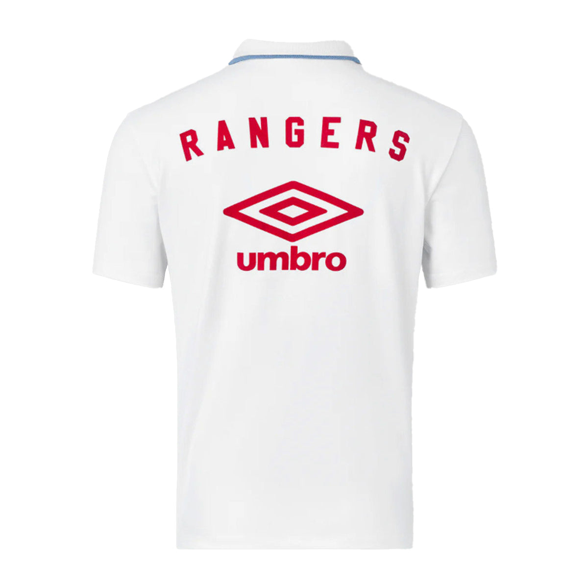 Brilliant White-Lollipop - Back - Umbro Mens Rangers FC Short-Sleeved Travel Polo Shirt