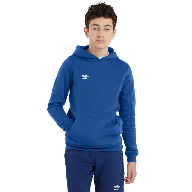 Royal Blue-White - Side - Umbro Childrens-Kids Club Leisure Drawstring Hoodie
