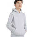 Grey Marl-White - Side - Umbro Childrens-Kids Club Leisure Drawstring Hoodie