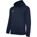 Navy-White - Front - Umbro Childrens-Kids Club Leisure Drawstring Hoodie