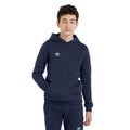 Navy-White - Side - Umbro Childrens-Kids Club Leisure Drawstring Hoodie