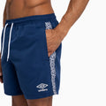Navy - Side - Umbro Mens Taped Swim Shorts