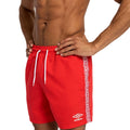 Vermillion - Side - Umbro Mens Taped Swim Shorts