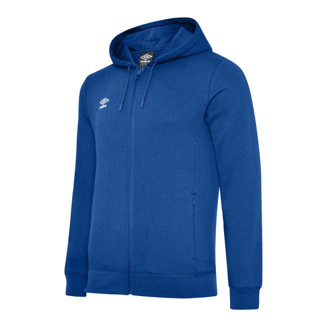 Royal Blue-White - Front - Umbro Childrens-Kids Club Leisure Full Zip Drawstring Hoodie