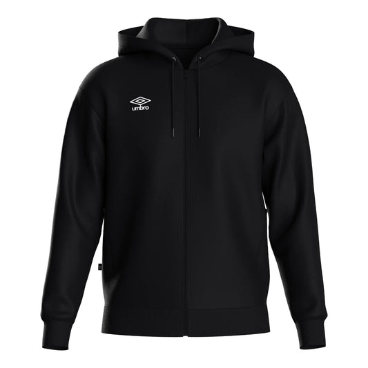 Black-White - Front - Umbro Mens Club Leisure Full Zip Hoodie