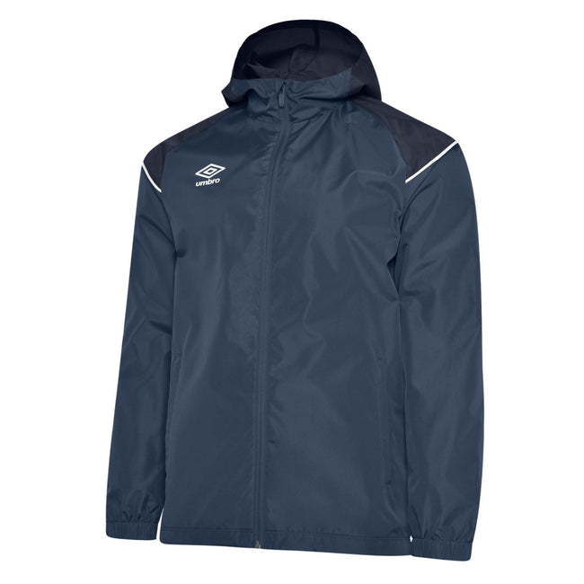 Navy-Peacoat-Brilliant White - Front - Umbro Childrens-Kids Hooded Waterproof Jacket