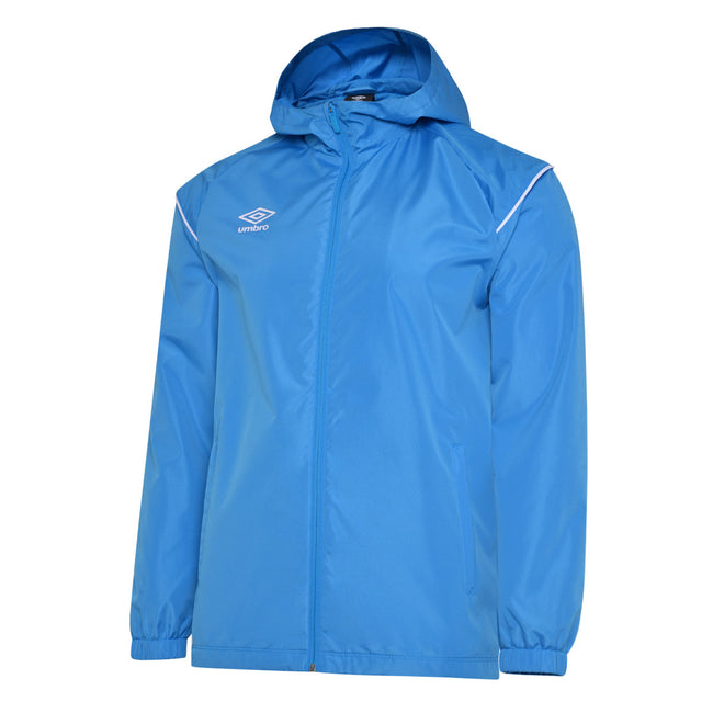 Ibiza Blue-Brilliant White - Front - Umbro Childrens-Kids Hooded Waterproof Jacket
