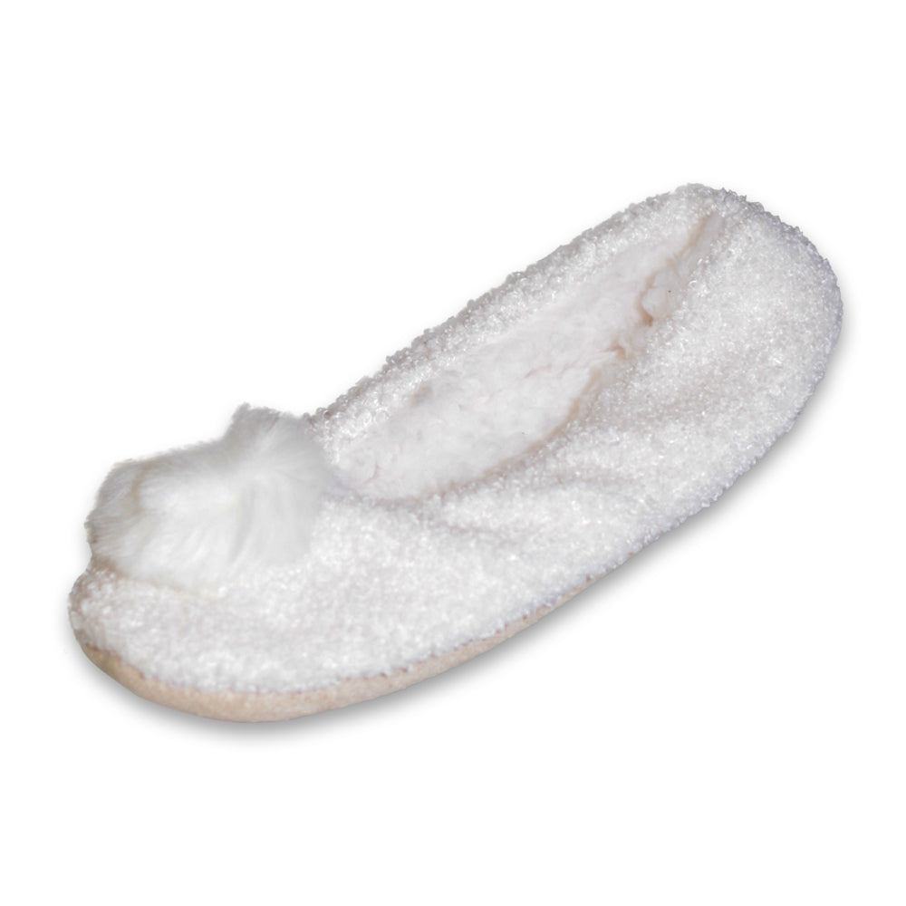 Cream - Front - Womens-Ladies Pom Pom Slippers