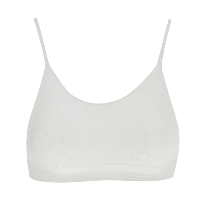 Black-White - Back - Anucci Womens-Ladies Wireless Ribbed Crop Tops (Pack Of 2)