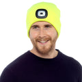 Fluorescent Yellow - Front - Storm Ridge Mens LED Light Beanie