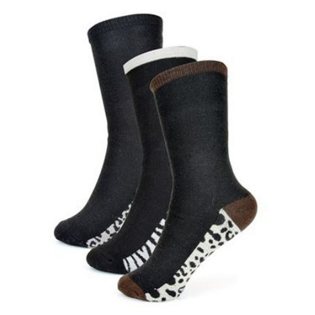 Black - Back - Womens-Ladies Animal Print Socks (Pack Of 6)