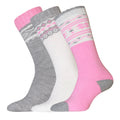 White-Grey-Pink - Front - Womens-Ladies Fair Isle Boot Socks (Pack Of 3)