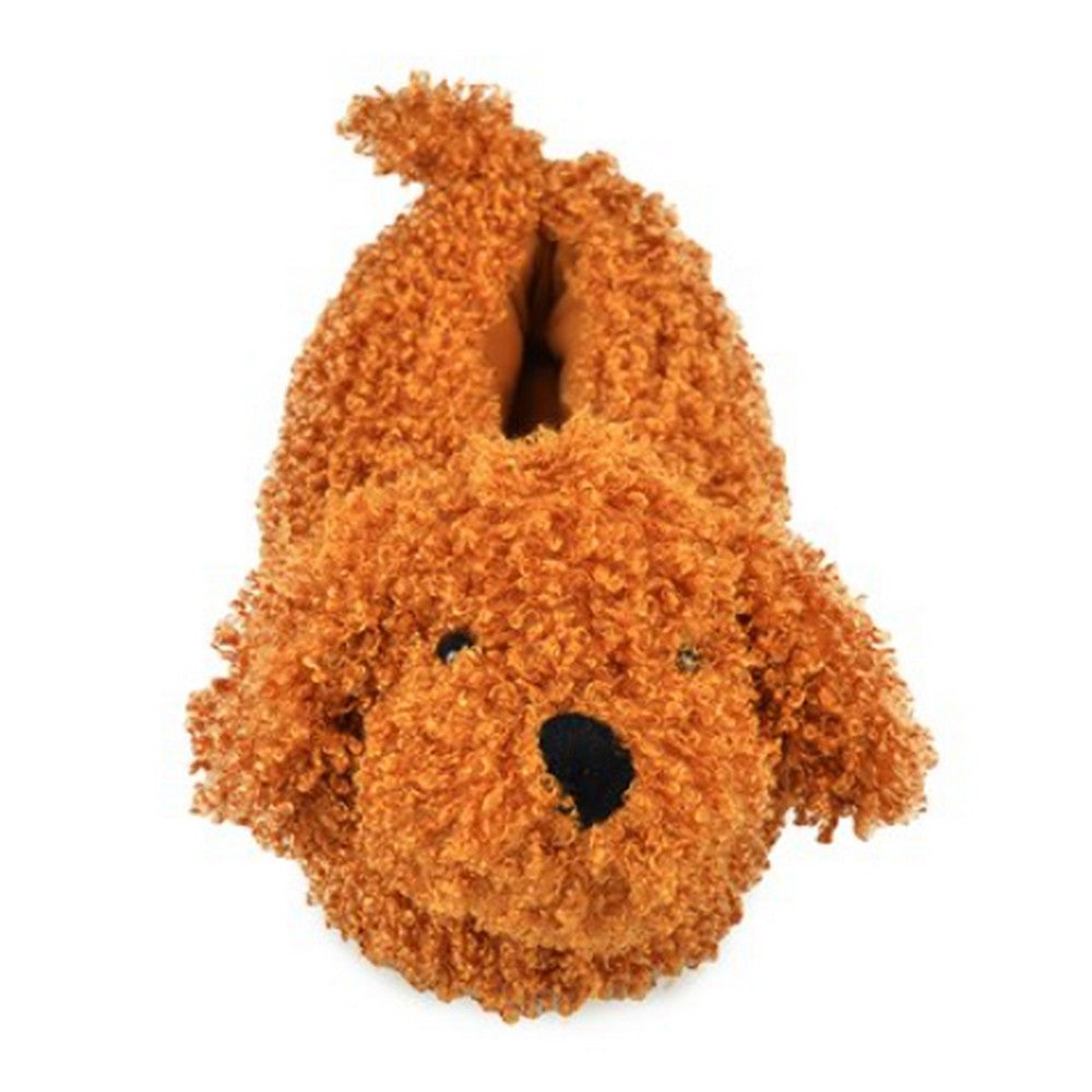 Brown - Back - Slumberzzz Womens-Ladies Cockapoo Slippers