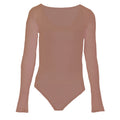 Taupe - Front - Brave Soul Womens-Ladies Long Sleeve Low Cut Bodysuit