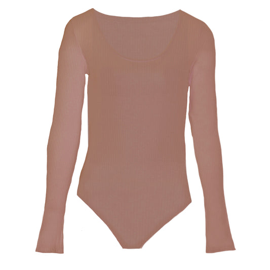 Taupe - Front - Brave Soul Womens-Ladies Long Sleeve Low Cut Bodysuit