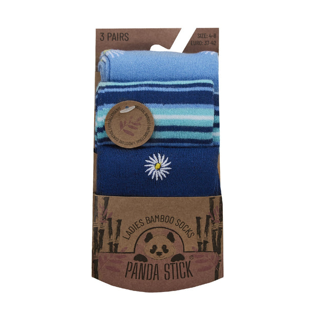 Navy-Blue - Back - Panda Stick Womens-Ladies Flowers & Bees Bamboo Socks (Pack Of 3)
