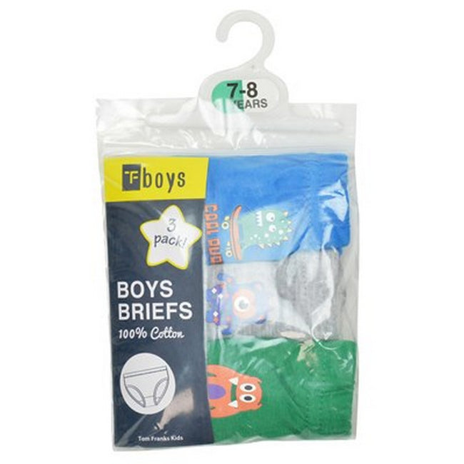 Blue-Grey-Green - Pack Shot - Tom Franks Boys T-Boys Animal Monster Briefs (Pack Of 3)