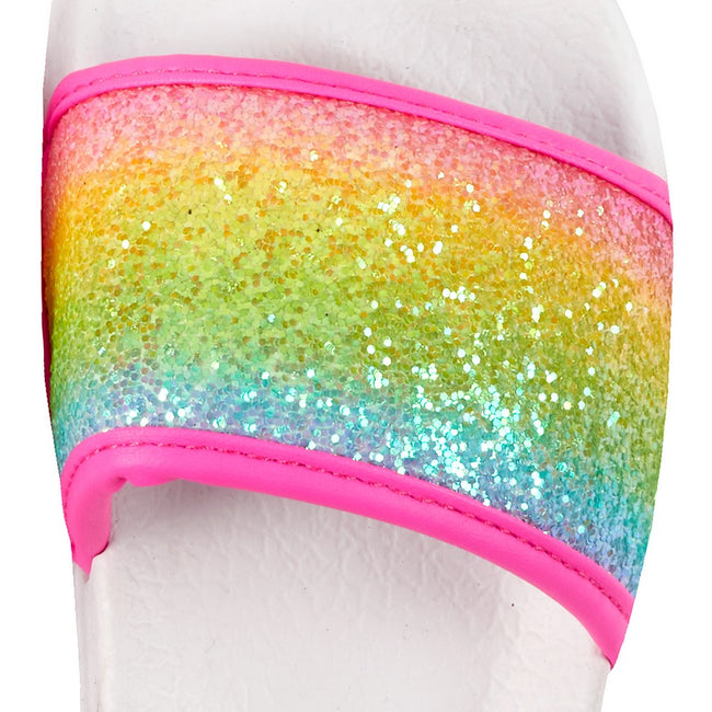 White-Multi - Side - Red Melon Girls Glitter Sliders