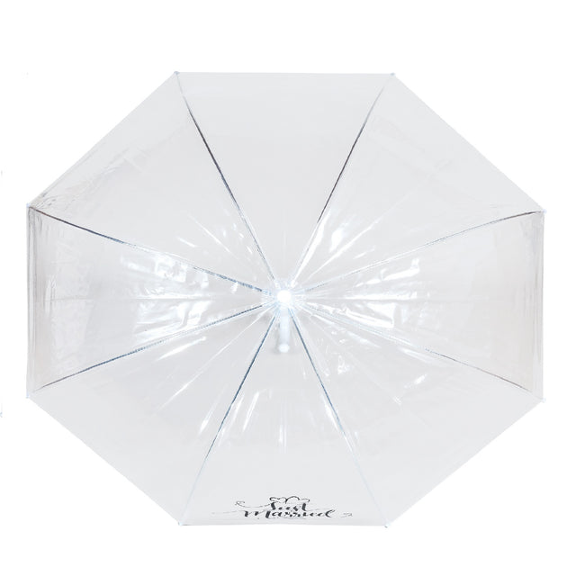 Clear-White - Side - X-Brella Just Married Dome Umbrella