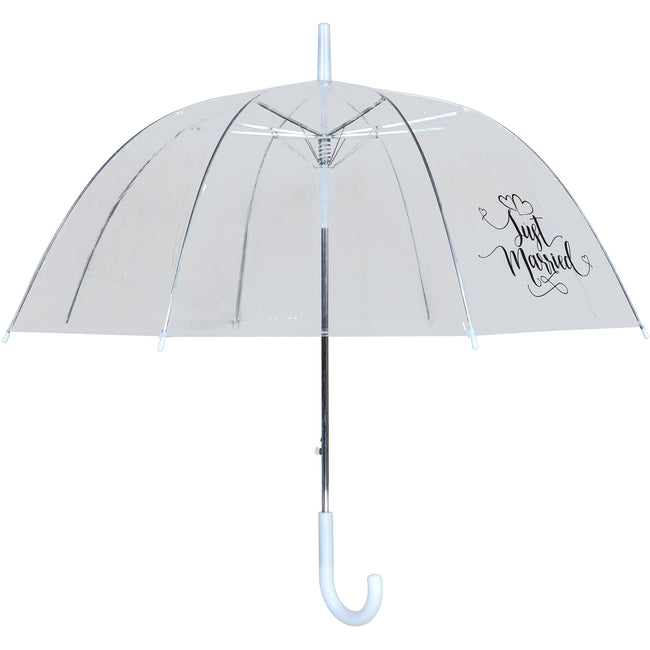 Clear-White - Front - X-Brella Just Married Dome Umbrella