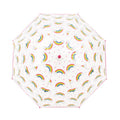 Clear-Pink - Side - Drizzles Childrens-Kids Rainbow Dome Stick Umbrella