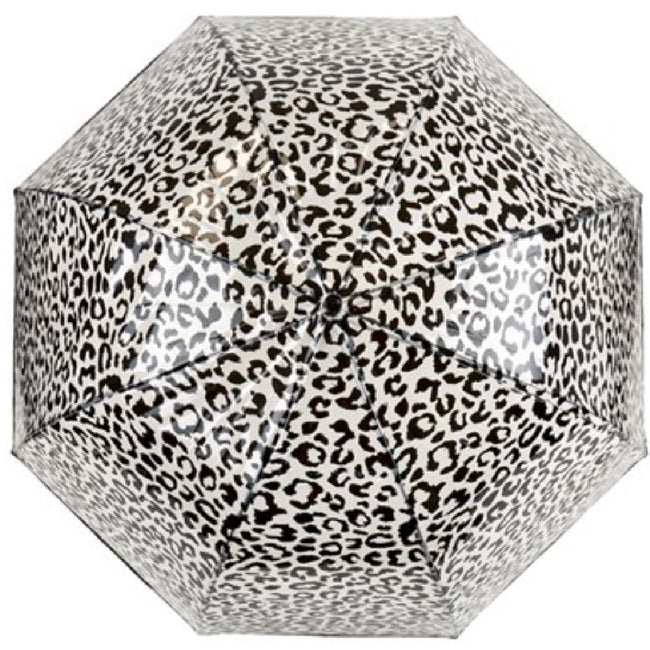 Clear-Black - Back - Drizzles Leopard Print Dome Stick Umbrella