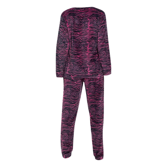 Pink - Back - Follow That Dream Womens-Ladies Zebra Print Lounge Set
