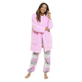 Pink - Side - Foxbury Womens-Ladies Sherpa Fleece Cardi Gown