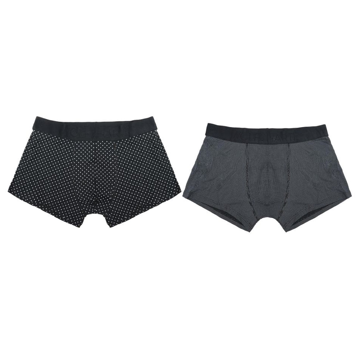 Black - Back - Wolf & Harte Mens Bamboo Rich Spotted Boxer Shorts (Pack Of 2)
