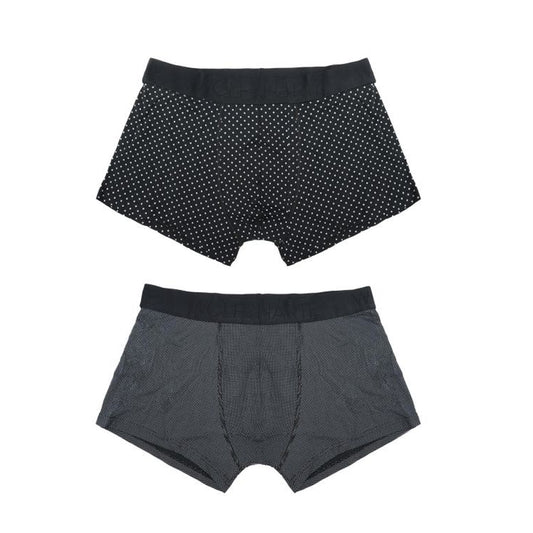 Black - Front - Wolf & Harte Mens Bamboo Rich Spotted Boxer Shorts (Pack Of 2)