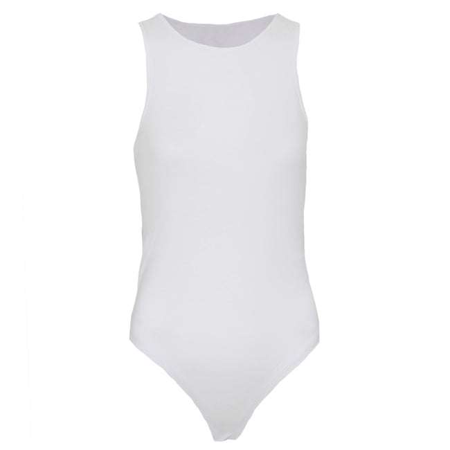 White - Back - Brave Soul Womens-Ladies Scoop Neck Racer Back Bodysuit