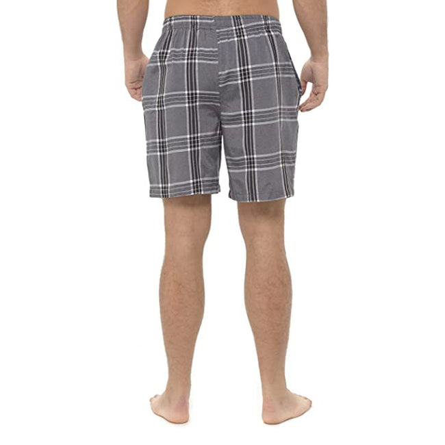 Grey Check - Lifestyle - Foxbury Mens Jersey Checked Short Lounge Set