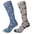 Grey-Blue - Front - Simply Essentials Womens-Ladies Welly Socks (Pack Of 2)
