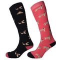 Navy-Pink - Front - Simply Essentials Womens-Ladies Welly Socks (Pack Of 2)