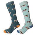 Teal-Baby Blue - Front - Simply Essentials Womens-Ladies Welly Socks (Pack Of 2)