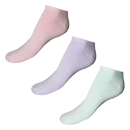 Pink-Lilac-Mint - Front - Simply Essentials Womens-Ladies Bamboo Trainer Socks (Pack Of 3)