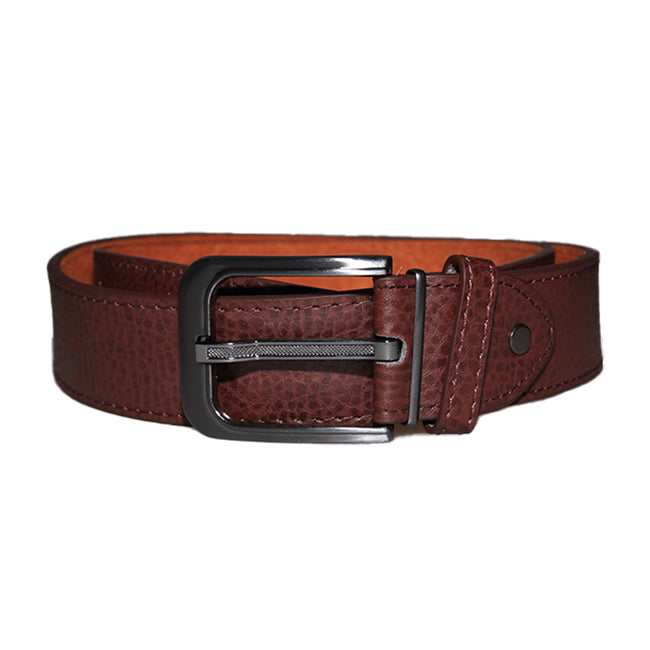 Brown - Back - Forest Mens Adult Textured Leather Belt