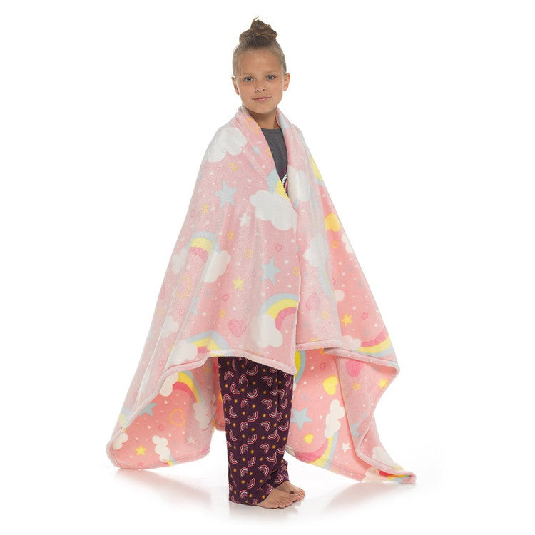 Pink - Back - RJM Glow In The Dark Rainbow Fleece Blanket