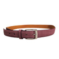 Plum - Front - Forest Mens Plaid Leather Belt