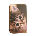 Tan - Front - Forest Women-Ladies Leather Cat Purse