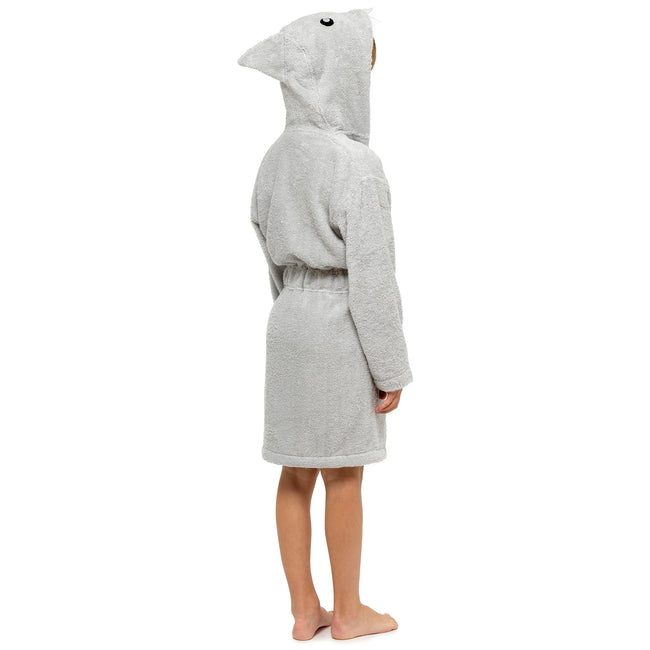 Grey - Lifestyle - Boys Shark Hooded Towelling Robe