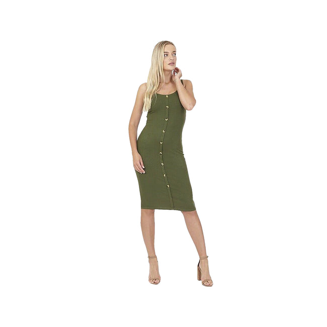 Khaki - Front - Brave Soul Womens-Ladies Adenor Button Up Dress