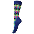 Black-Blue - Side - Mens Geometric Novelty Socks (2 Pairs)