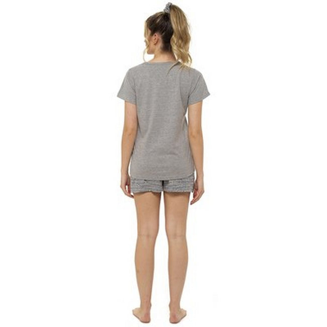 Grey Marl - Back - Foxbury Ladies-Womens Busy Bee Pyjama And Scrunchie Set