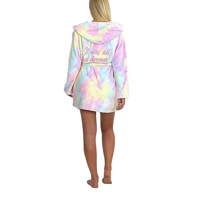 Pink - Back - Brave Soul Ladies-Womens Sleep Hooded Dressing Gown