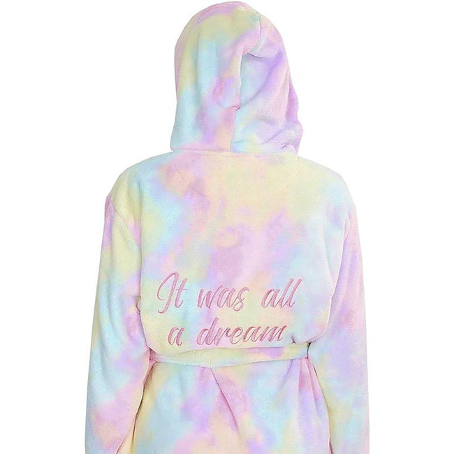 Pink - Side - Brave Soul Ladies-Womens Sleep Hooded Dressing Gown
