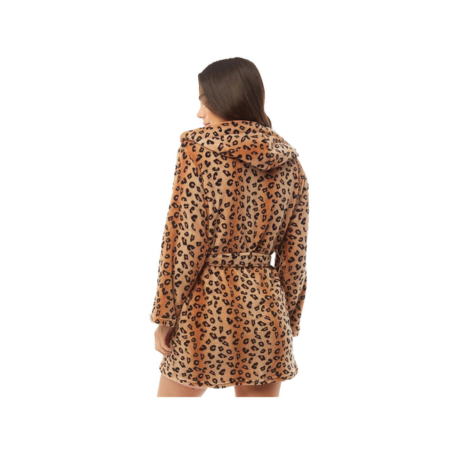 Leopard Print - Back - Brave Soul Womens-Ladies Leopard Print Dressing Gown