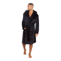 Navy - Front - Pierre Roche Mens Soft Touch Hooded Dressing Gown
